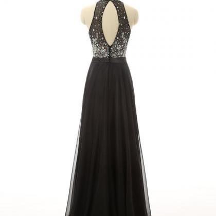 Luxury Crystal Long Evening Dresses Party A Line..