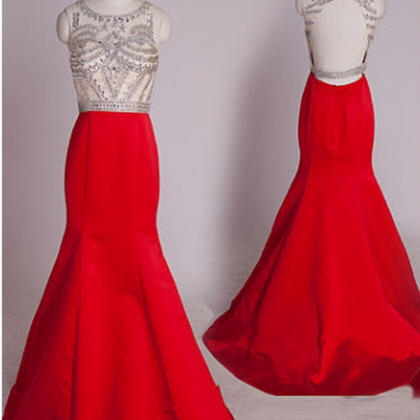 Backless Prom Dresses,red Prom Dress,backless Prom..