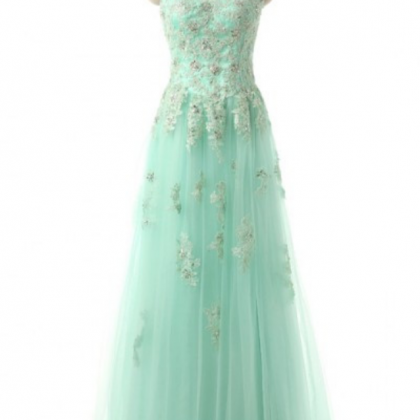 Sweetheart Lace Appliqued Long Prom Dresses With..
