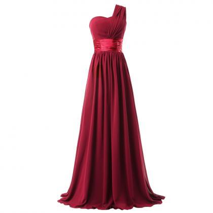 Simple Long A Line One Shoulder Chiffon Prom..