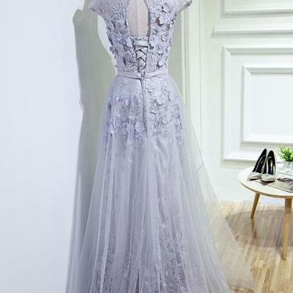 Gray Prom Formal Dress