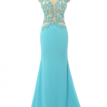 Turquoise Party Dress,mermaid Evening Dresses,lace..