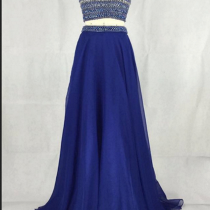 Real Sample Two Piece Prom Dress High Neck Sexy..