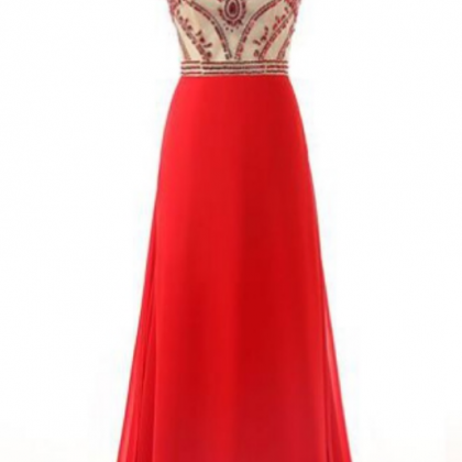 Red Prom Dress, Long Prom Dress, Beading Prom..