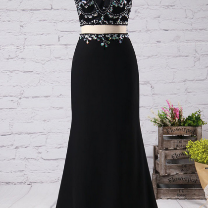 Black Mermaid Prom Dresses,two Pieces Prom..