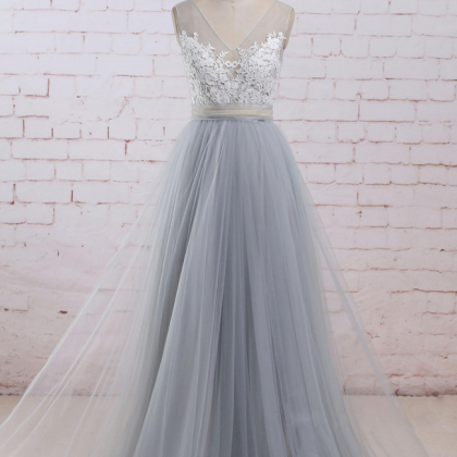 Grey Tulle Princess Gowns, Gorgeous Tulle Prom..