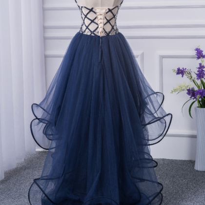 A Blue Ocean Dress For A Long Ball Gown, A Formal..
