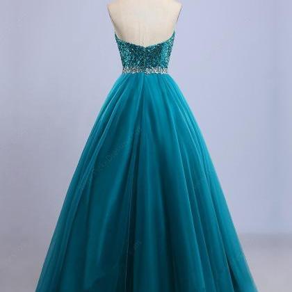 Sleeveless A-line Sequin And Tulle Prom Dress