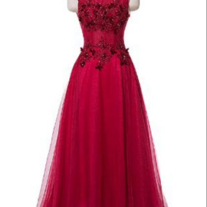 Sleeves Floor Length Lace Long Evening Dresses..