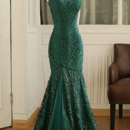 Green Sexy Lace Mermaid Evening Dresses Long Party..