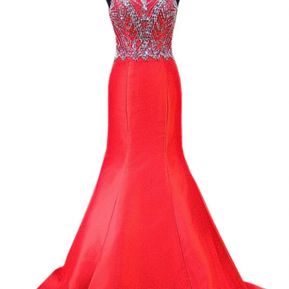 Long Red Dress Party Dress Mermaid Collar Space..
