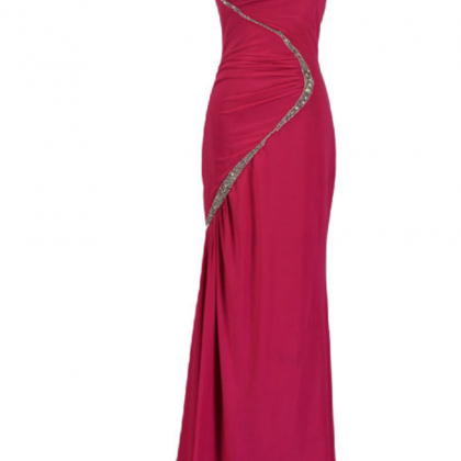 A Strapless Silk Party Dress With A Beautiful Red..