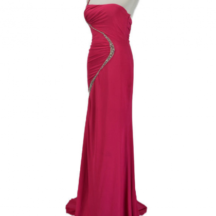 A Strapless Silk Party Dress With A Beautiful Red..