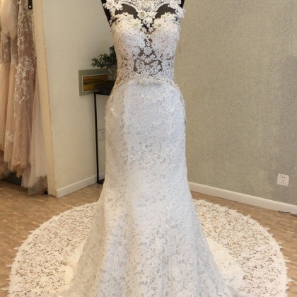 Sheath Lace Wedding Dress, Sweetheart Wedding..