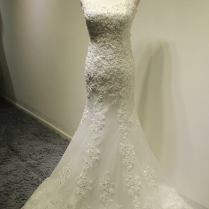 Wedding Dress,white Long Mermaid Wedding Gown..