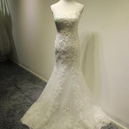 Wedding Dress,white Long Mermaid Wedding Gown..