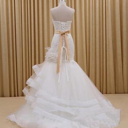 Romantic Bride Wedding Dresses Lace Up Mermaid..