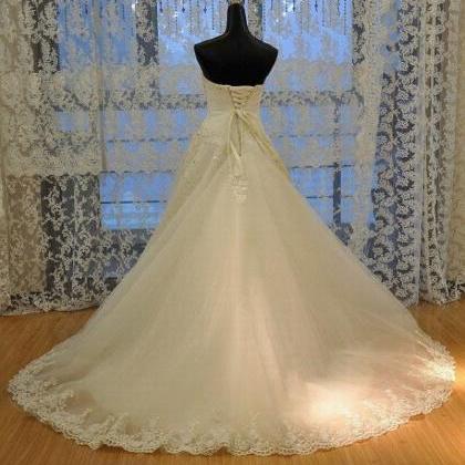 Sleeveless Strapless Sweetheart Neck A-line Lace..