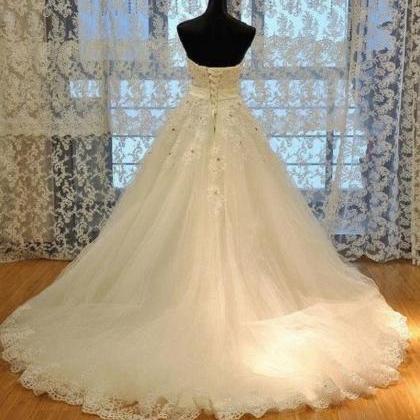 Luxury A-line Strapless Sweetheart Neck Lace..