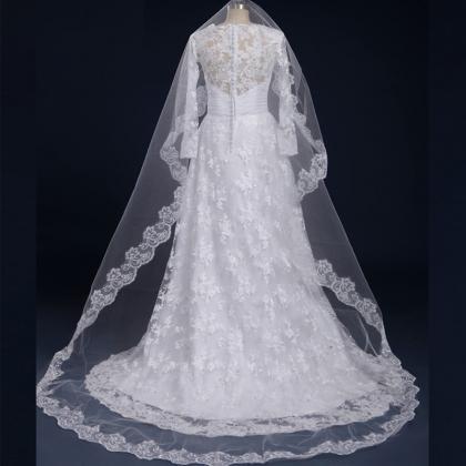 Sexy Long Sleeves Lace Bridal Gown Wedding Dress..