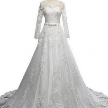 Vintage Lace Ball Gown Wedding Dresses With Half..