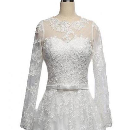 Vintage Lace Ball Gown Wedding Dresses With Half..