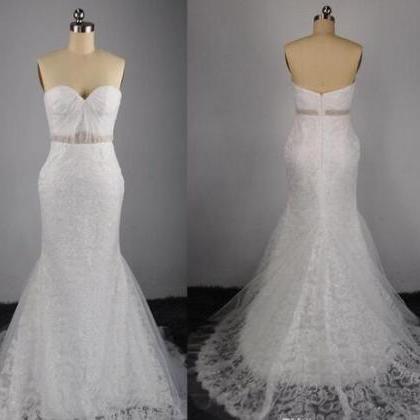 Sexy Wedding Dresses Appliques Beads Covered Tulle..