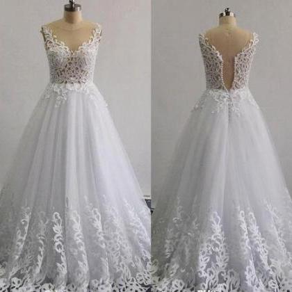 Real Images Beaded Wedding Dresses A -line..