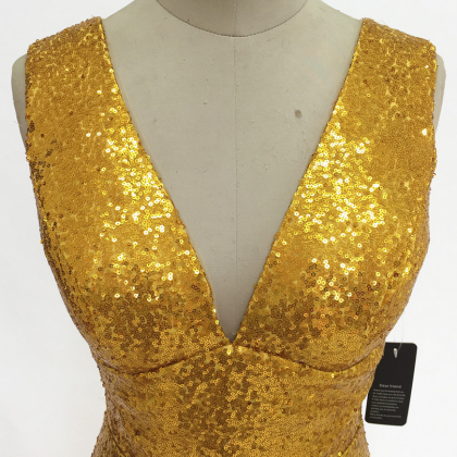 A Lively Sequined Golden Woman's..