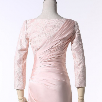 Long Pink Ball Gowns Lace Long Sleeve Ball Gown..
