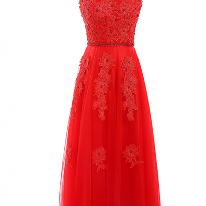 Red Dress Opened Long Neck Veils Evening Gown..