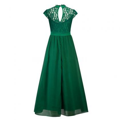 Simple Night Lace Green Party Dress Sleeve Of Cape..