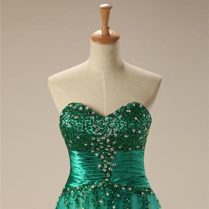 Strapless Gown With The Green Party Dress..