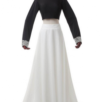 Crystal Long-sleeved Dress Black And White And..
