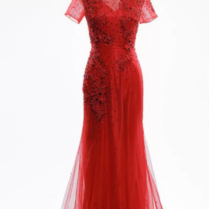A Single Red Dress! Mermaid Long Appliques Evening..