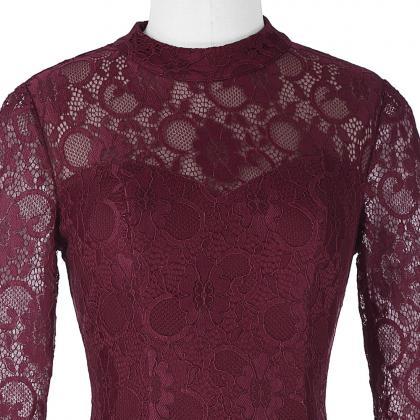 Lace Short Party Red Long-sleeved Thinning The..
