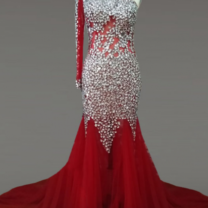 Luxury Crystal Bling Ball Gown Lacent Mermaid..