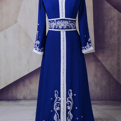 The Kingdom Of Morocco Blue V - Cou Caftan Dress..
