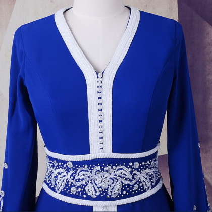 The Kingdom Of Morocco Blue V - Cou Caftan Dress..