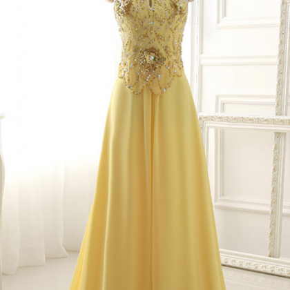, Yellow Dress, Outdoor Dress Sexy Silk Pearl Of..