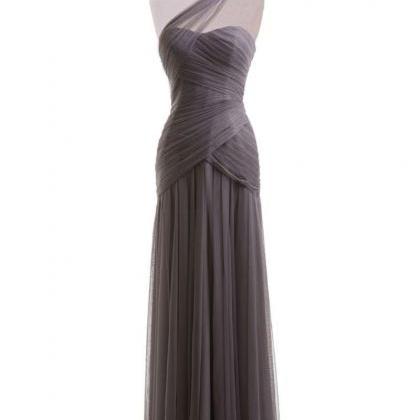 One-shoulder Ruched Floor-length Prom Dress,..