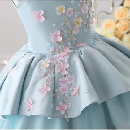 Baby Blue Flower Girl Gown, Blue Flower Girl Gown,..