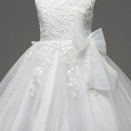 Sweet White Ball Gown Flower Girls Dresses Lace..
