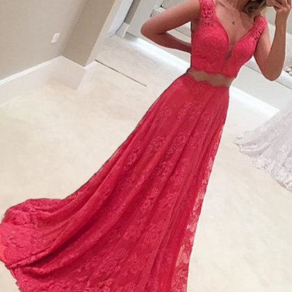 High Quality French Lace Evening Dress,sexy Two..