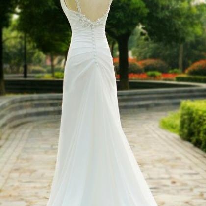Handmade Simple White Beaded Backless Lace..