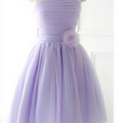 Custom Made Short Strapless Bridesmaid Dress,tulle..