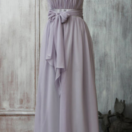 Lavender Halter Sash Bridesmaid Dress, Elegant..