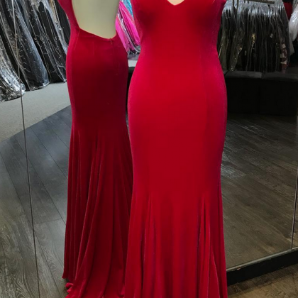 Sexy Red Spaghetti Straps Evening Dress, Backless..