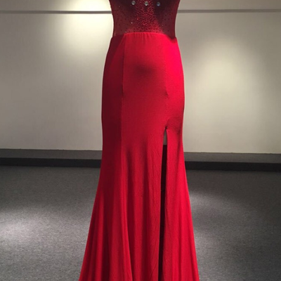 Charming Evening Dress,red Mermaid Prom Dress,sexy..