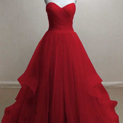 Sleeveless Prom Dress,red Open Back Prom..